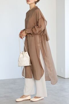 【最終】ゴーシュ　バンドカラーワンピース Bonjour Sagan ワンピース バンドカラーデザインシャツ