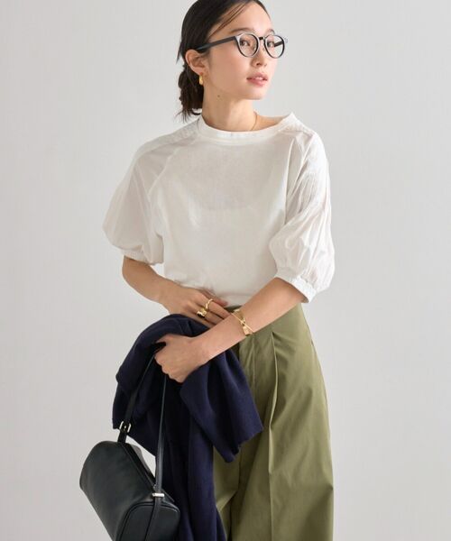 袖プリーツTシャツ
