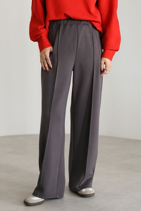 センタープレスストレッチワイドパンツ