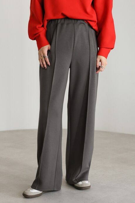 センタープレスストレッチワイドパンツ