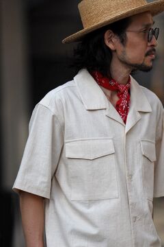 BONJOUR SAGAN公式オンラインストア / リネン混CPOシャツ×タック BONJOUR SAGAN公式オンラインストア / リネン混CPOシャツ×タック