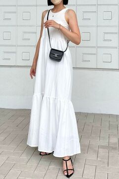 ワンピース Bonjour diary solid straw cotton slub WEB限定】インドレース柄刺繍ワンピース