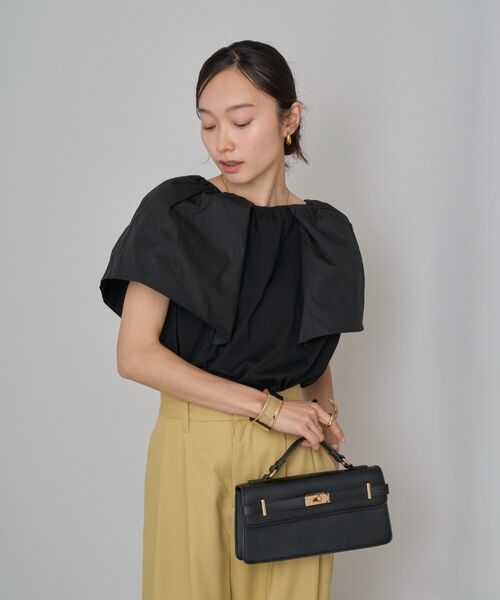 コットン100%ケープカラーブラウス