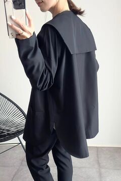 ブラックピースナウ セーラーカラージャケット セール】 コンパクトサテントリコットセーラーカラージャケット