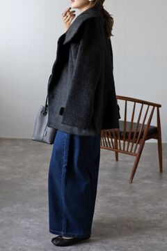 bonjoursagan シャギーミドル丈スタンドカラーコート セール】シャギーミドル丈スタンドカラーコート（ステンカラー