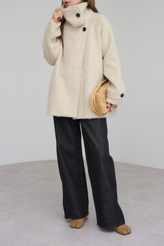 Bonjour Sagan シャギーミドル丈スタンドカラーコート BONJOUR SAGAN公式オンラインストア / シャギーミドル丈スタンド