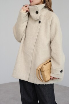 bonjoursagan シャギーミドル丈スタンドカラーコート BONJOUR SAGAN公式オンラインストア / シャギーミドル丈スタンドカラー