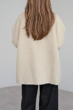 bonjoursagan シャギーミドル丈スタンドカラーコート シャギーミドル丈スタンドカラーコート（ステンカラーコート