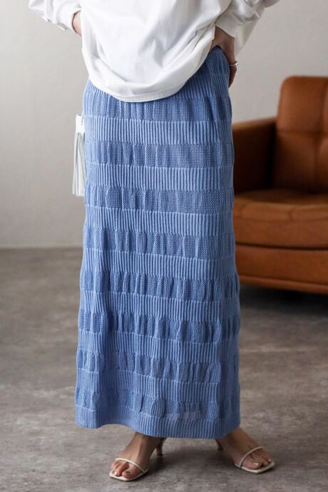 リブメッシュ編みIラインスカート