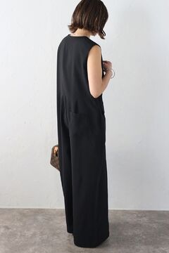 ボンジュールサガン　フロント釦リネンライクオールインワン セール】フロント釦リネンライクオールインワン（つなぎ