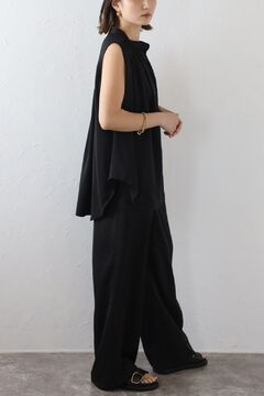 <新品>bonjour sagan セットアップ ブラウス テーパードパンツ Bonjour Sagan ワンピース マットサテンノースリブラウス×パンツ
