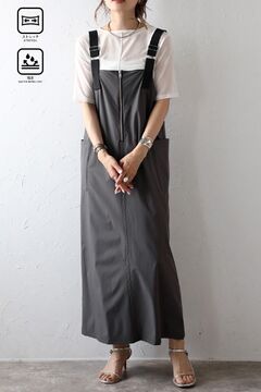 någonsstans ブラックジャンパースカート 撥水加工 S Bonjour Sagan ジャンパースカート 撥水ストレッチジャンスカ