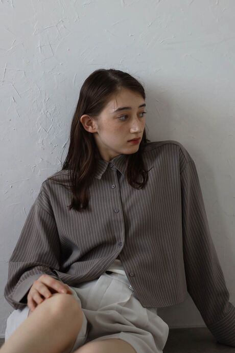 cropped stripe shirt / クロップドストライプシャツ