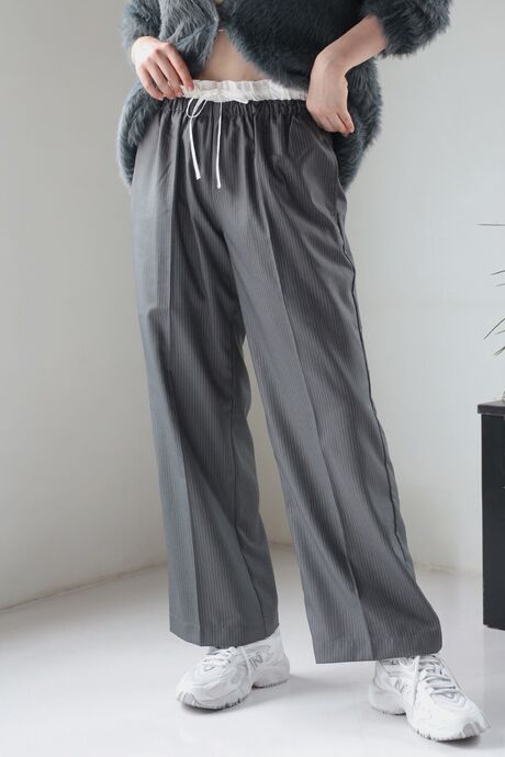 double waist stripe pants / ピンストライプダブルウエストパンツ