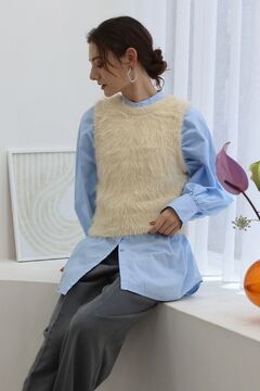 2way feather yarn vest / 前後2WAYフェザーヤーンベスト