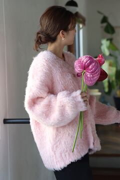baybee♥新品未使用 シャギーカーディガン ピンク Fluffy Shaggy Knit Cardigan/フラッフィーシャギーカーディガン