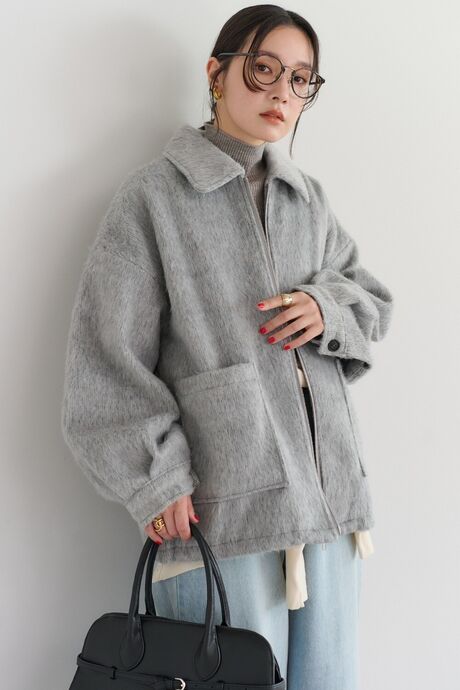 Wジップシャギーミドルブルゾン