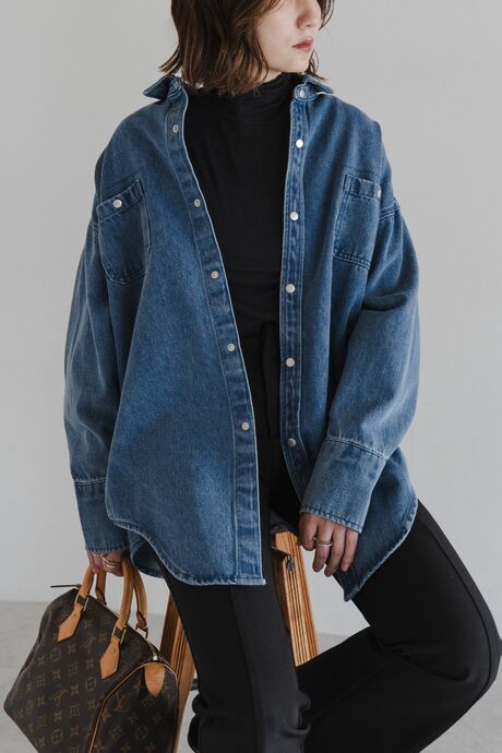 スナップボタンデニムシャツジャケット