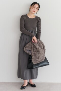 BONJOUR SAGAN公式オンラインストア / 異素材切り替えニットワンピース