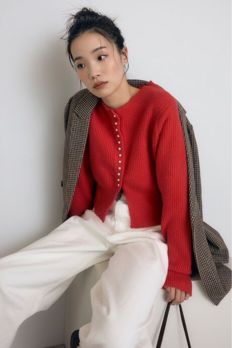 スリットヘムフェザーカーディガン