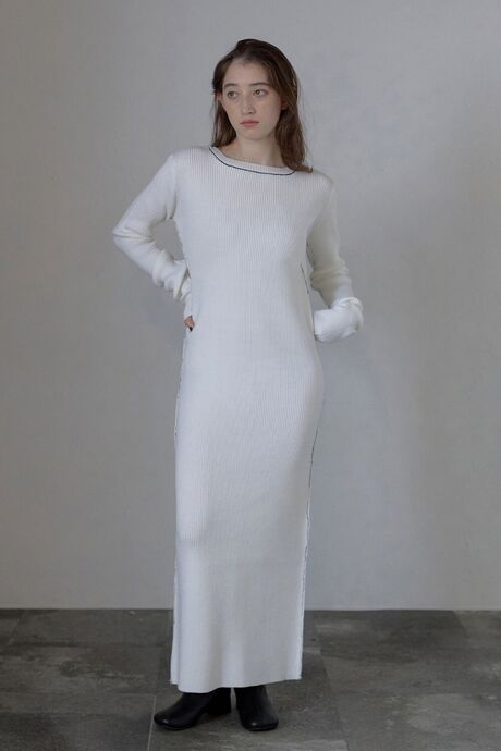 stitch back open knit dress / ステッチバックオープンニットワンピース