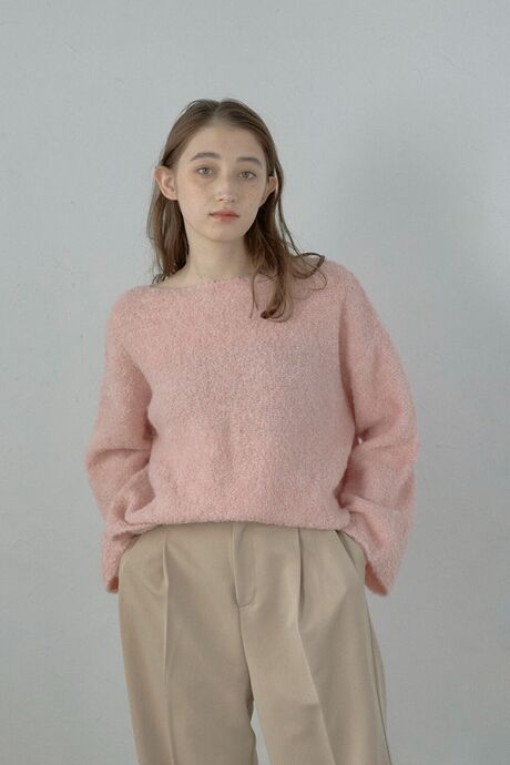 boat neck loop yarn knit pullover / ボートネックループヤーンニット