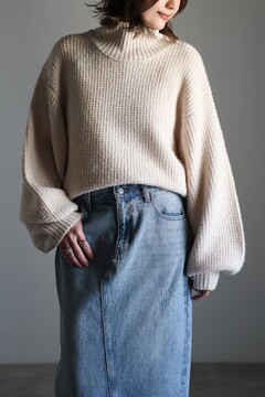 ボンジュールサガン BONJOUR SAGAN ボトルネックワッフルニット （BLACK） ボンジュールサガン BONJOUR SAGAN ボトルネックワッフルニット