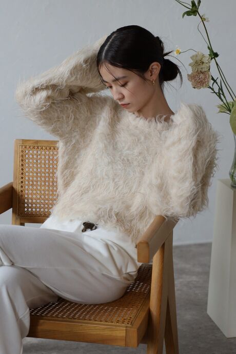 teddybear shaggy cropped pullover / テディベアーシャギークロップドプルオーバー