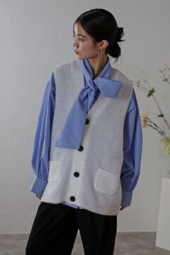 ボンジュールサガン BONJOUR SAGAN glitter shaggy black button vest / ラメシャギー黒釦ベスト （LIG BONJOUR SAGAN公式オンラインストア / glitter shaggy black