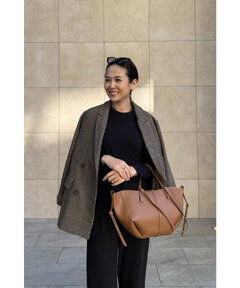 新品未使用 ボンジュールサガン ダブルジャケット チェック柄ブラウン