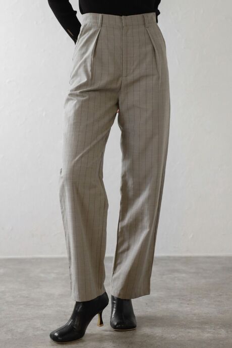 back label striped straight long pants / バックラベルストライプストレートロングパンツ