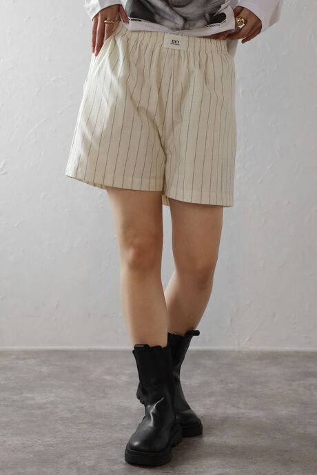 center label striped half pants / センターラベルストライプハーフパンツ