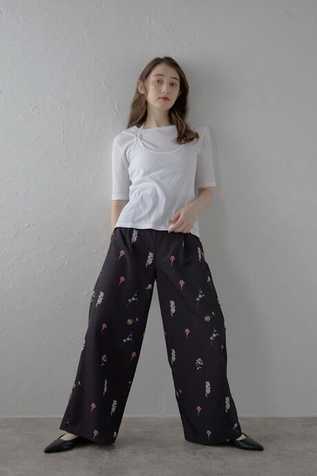 flower print wide pants / フラワープリントワイドパンツ