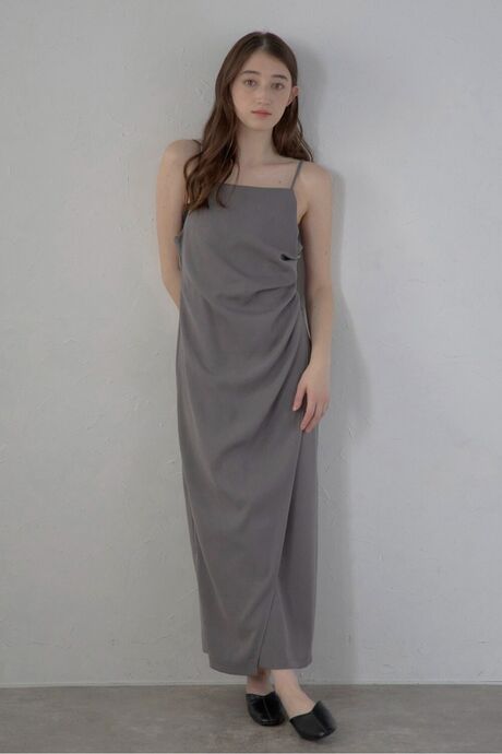 side tuck wrap style cami dress / サイドタックラップ風キャミワンピース