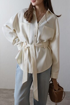 BONJOUR SAGAN公式オンラインストア / ライトツイードベルト付シャツ