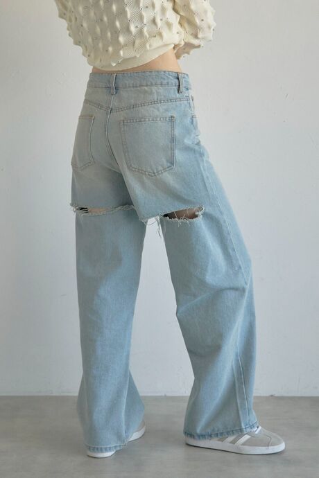 back damaged denim pants / バックダメージデニムパンツ