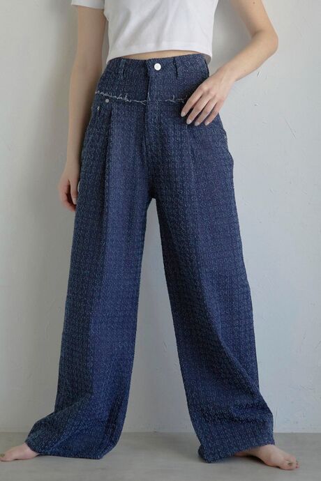 crush denim pants / 切替タッククラッシュデニムパンツ