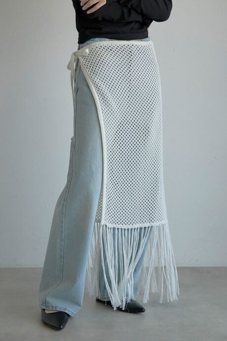 openwork knitted wrap skirt / 透かし編みラップスカート