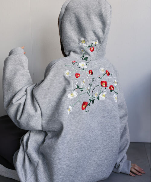 新色追加＜ユニセックス商品＞ フラワー刺繍トップス/フーディー/パーカー