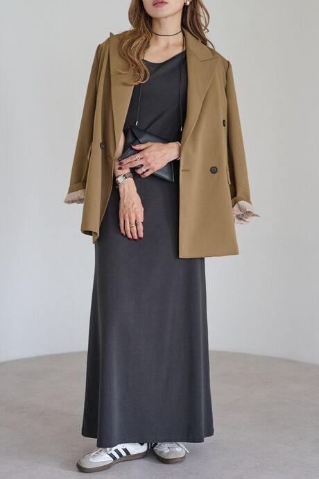 前後2WAYラメリブフレアワンピース