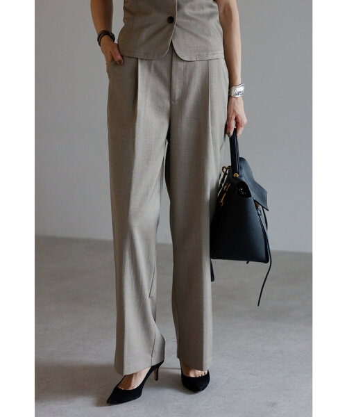 杢調タックワイドスラックスパンツ