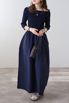 anuans スクエアネックコクーンワンピース アニュアンス anuans スクエアネックコクーンワンピース （NAVY