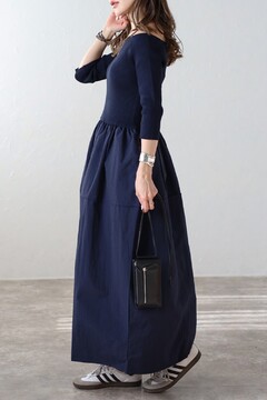 スクエアネックコクーンワンピース （NAVY） アニュアンス anuans スクエアネックコクーンワンピース （NAVY