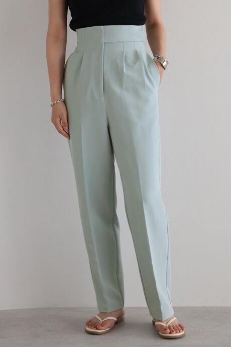 high waist wrap belt tuck pants / ハイウエストラップベルトタックパンツ