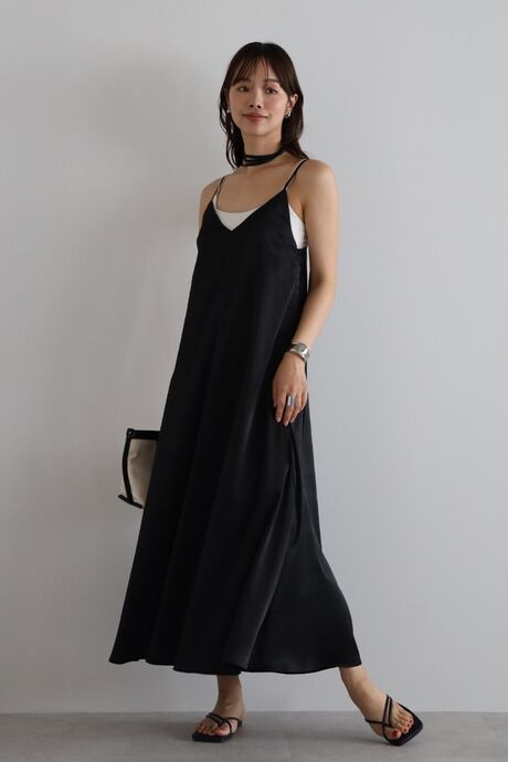 satin camisole one piece with choker / チョーカー付きサテンキャミワンピース