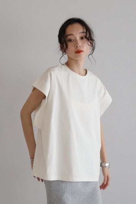 白なのに透けにくい!ワイドフレンチスリーブTシャツ