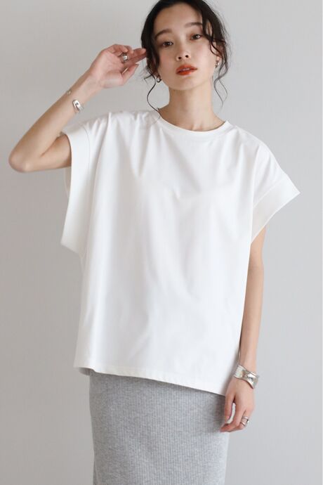 【白なのに透けにくい】ワイドフレンチスリーブTシャツ
