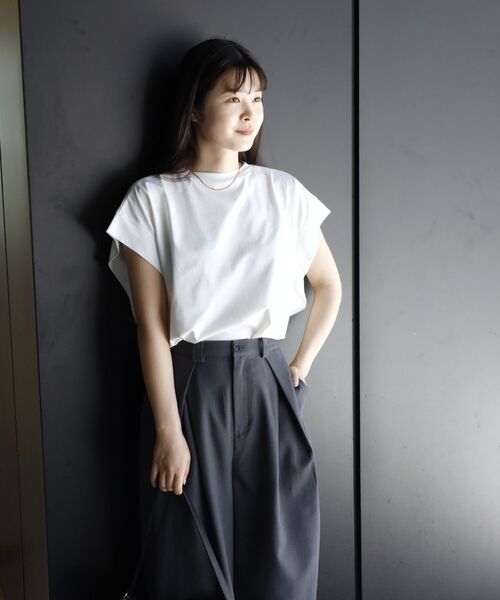 【接触冷感】ワイドフレンチスリーブTシャツ