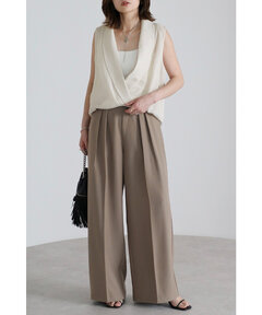 カシュクールシアーベスト×パッド付きスクエアネックリブニット