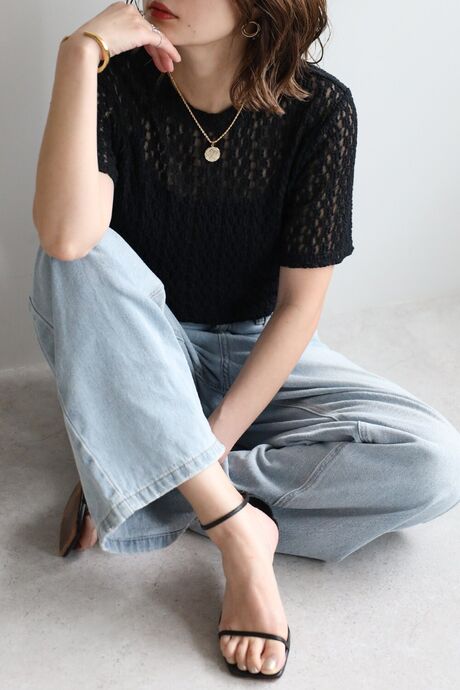 ストレッチレースTシャツ　